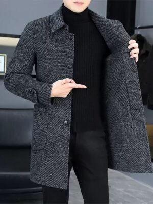 Men's Winter Thickened Double-Sided Woolen Coat - Mid-Length & Fashionable