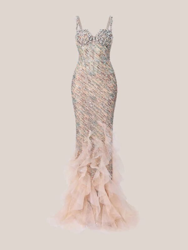 2025 New Style Heavy Craft Mermaid Sequin Slip Maxi Dress